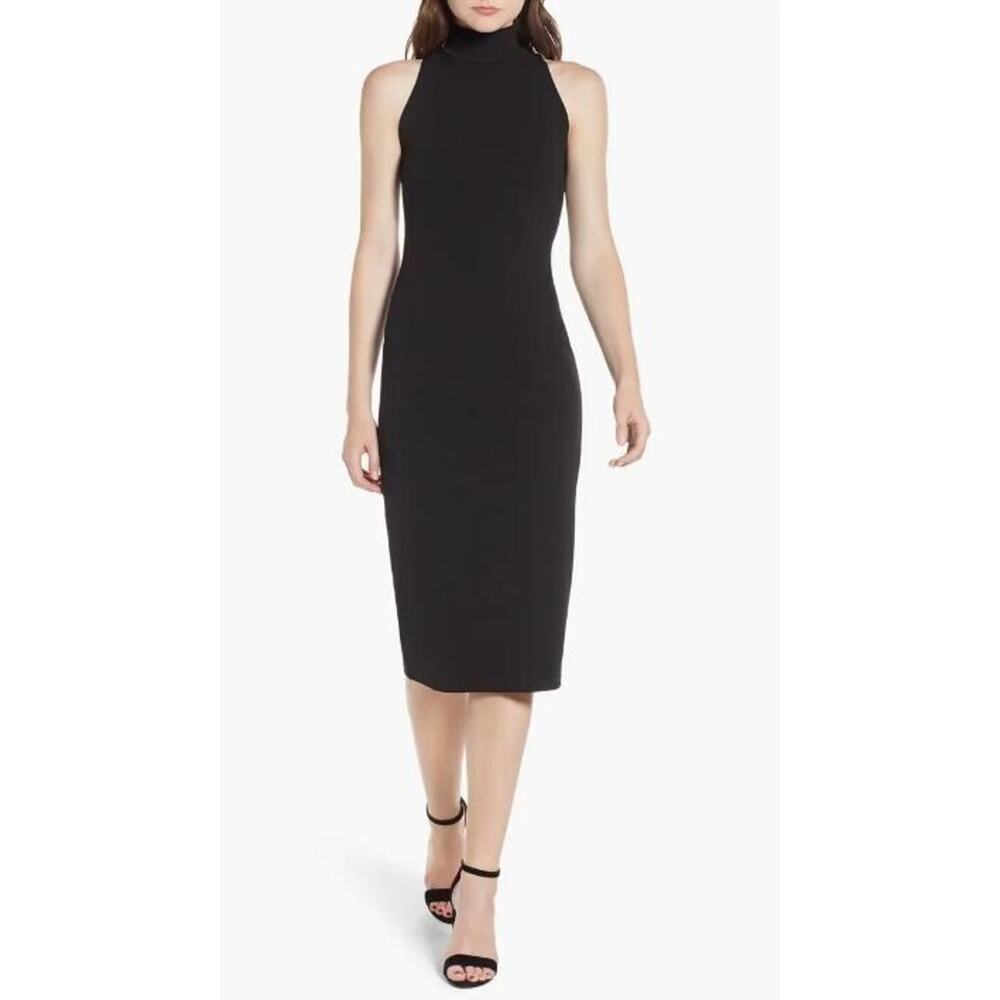 Leith Women's Mock Neck Body-Con Sleeveless Dress in Black Small‎ MSRP $59